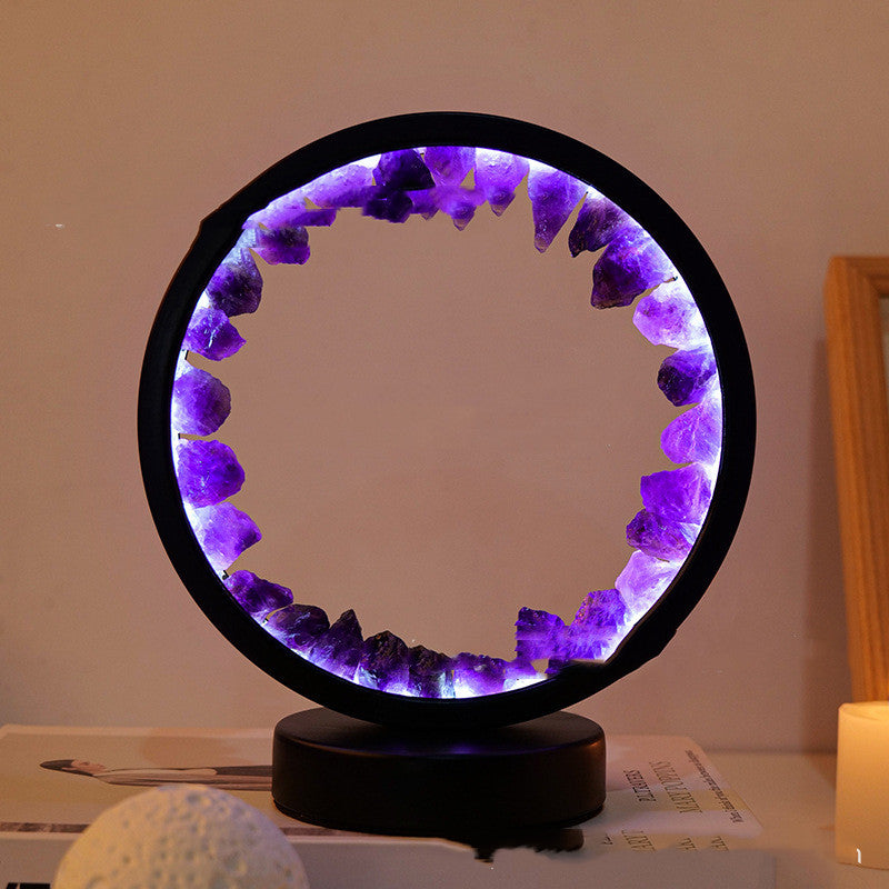 Natural Amethyst Flower Cluster Round Headboard