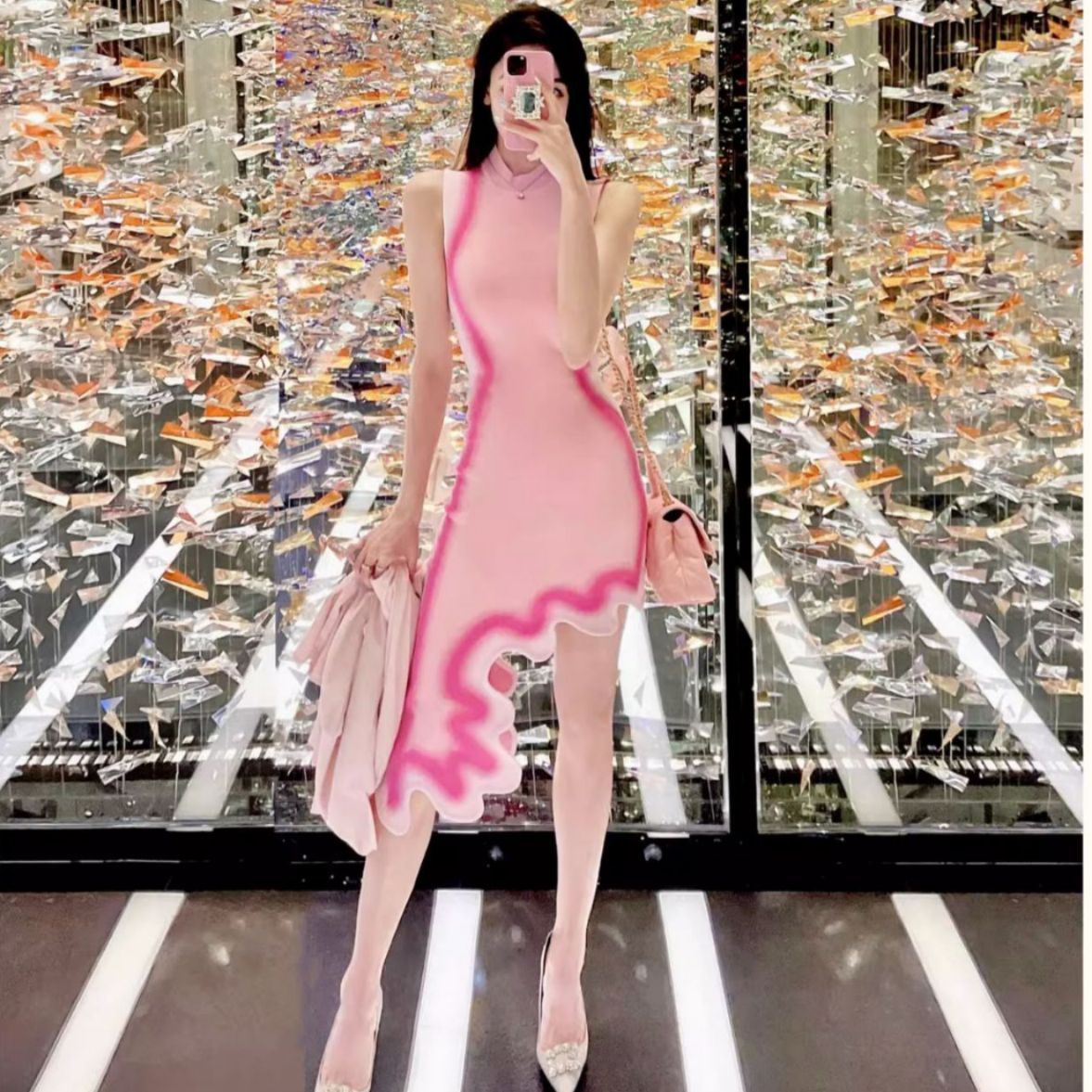 Classic Style Slim-fit Pink Dress