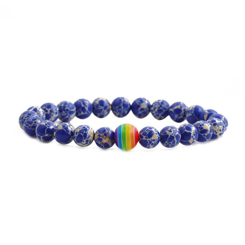 Volcanic Rock Couple Bracelet Colorful Chakra Bracelet
