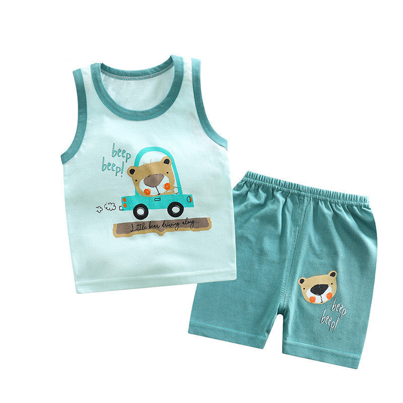 Two-piece sleeveless shorts for boys and girls
