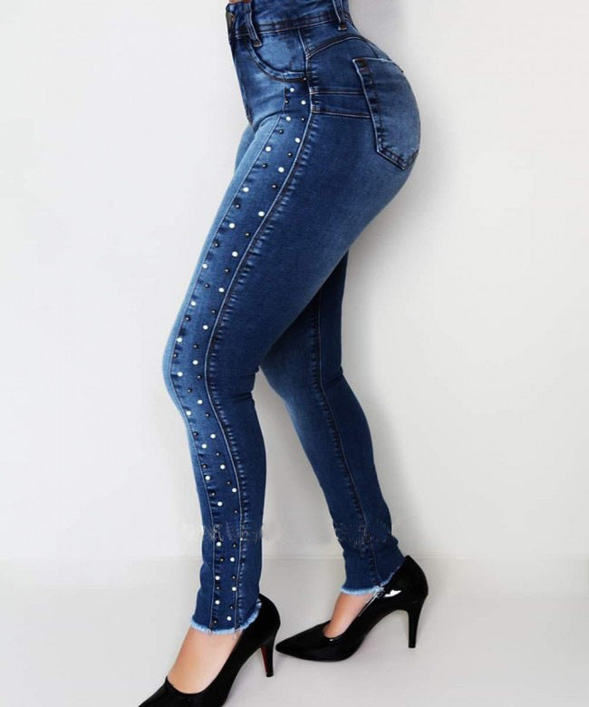 Hip-lifting high stretch pants