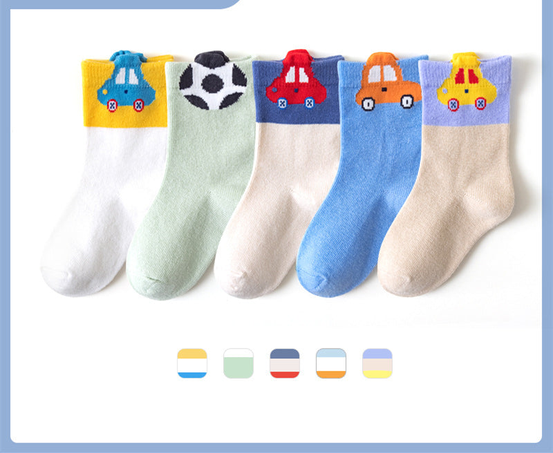 Boys And Girls Middle And Big Children's Socks Solid Color Cotton Students