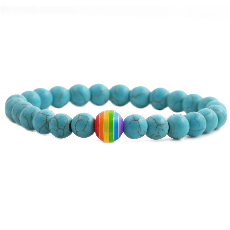 Volcanic Rock Couple Bracelet Colorful Chakra Bracelet