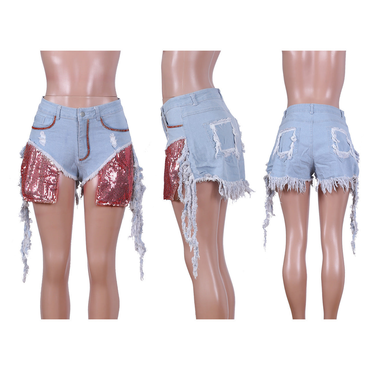 Rhinestone washed jeans