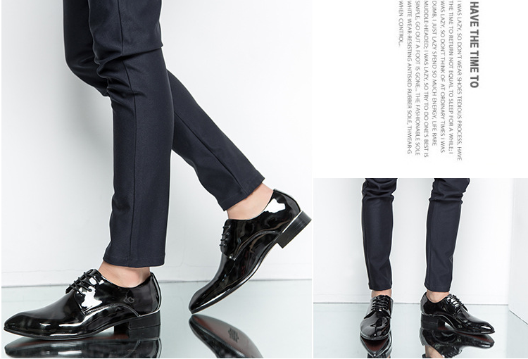 2021 popular men's leather shoes with glossy patent leather shoes