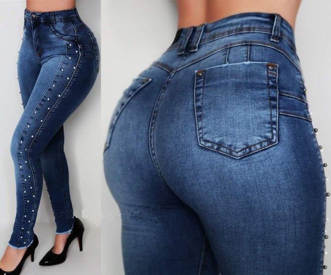 Hip-lifting high stretch pants
