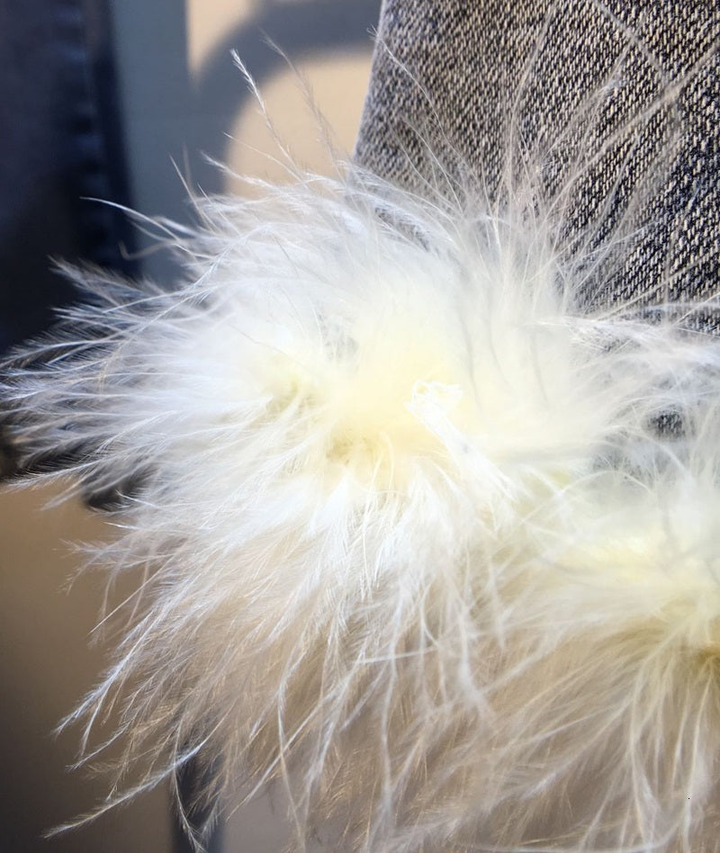 Leggings with real rabbit fur and high waist