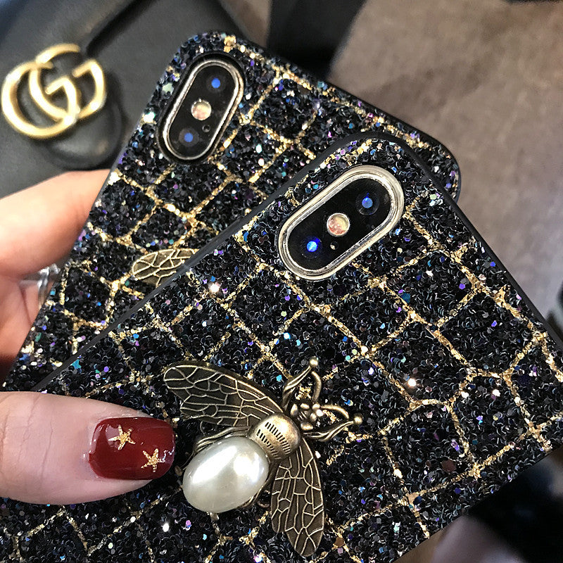 Applicable mobile phone case glitter bee 12 net red