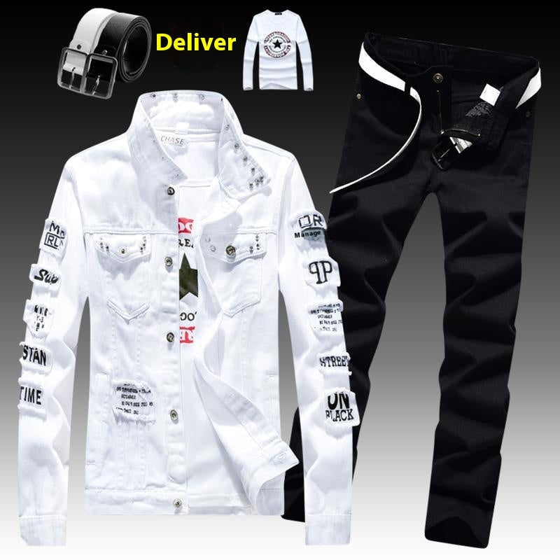 Men's Denim Coat With Long Pants Suit