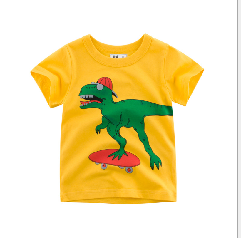 Brand children's clothing wholesale factory direct 2021 summer children's short-sleeved T-shirt baby clothes dinosaur pattern