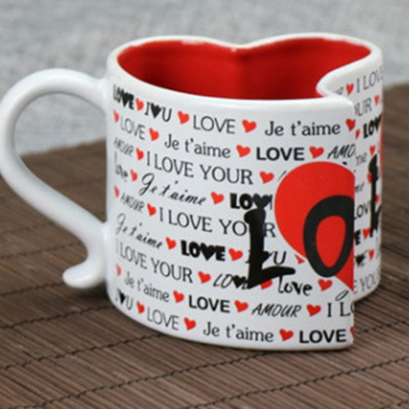 Ceramic Creative Heart-shaped Couple Water Cup
