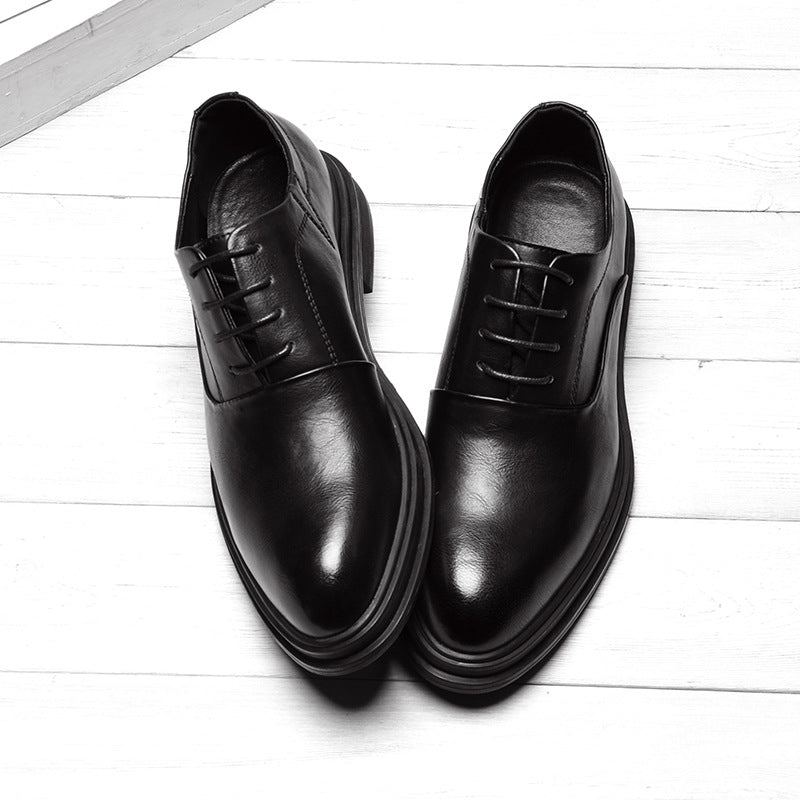 Korean Version Of Youth Thick-Soled Leather Shoes