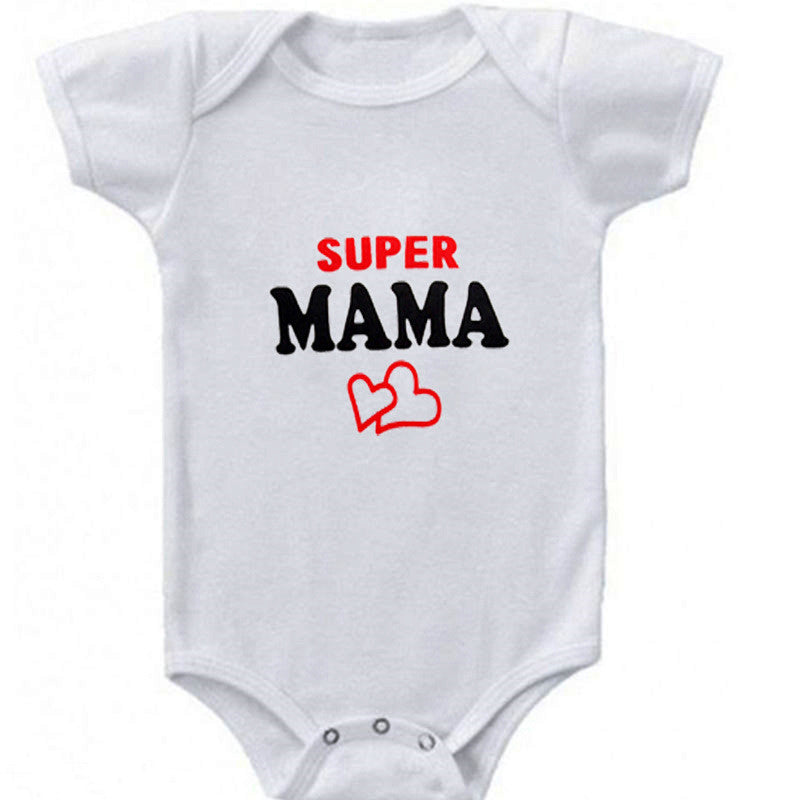 DERMSPE Funny Super Mama Papa Printed Baby Romper New Fashion Boys Girls Jumpsuit Soft Short Sleeved O Neck Bodysuit 0-24M