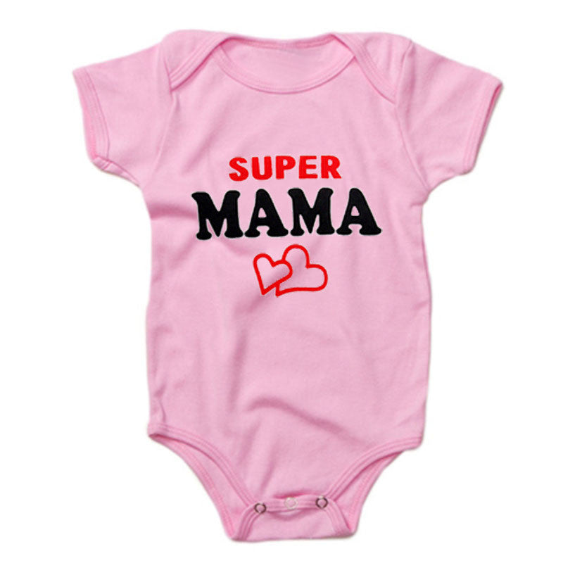 DERMSPE Funny Super Mama Papa Printed Baby Romper New Fashion Boys Girls Jumpsuit Soft Short Sleeved O Neck Bodysuit 0-24M