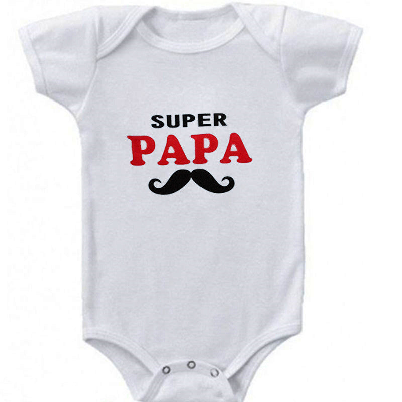 DERMSPE Funny Super Mama Papa Printed Baby Romper New Fashion Boys Girls Jumpsuit Soft Short Sleeved O Neck Bodysuit 0-24M