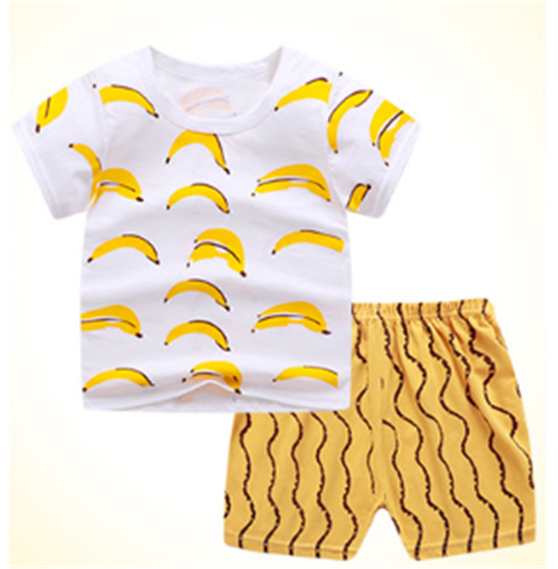 Baby Thin Cotton Suit Boys And Girls Short-sleeved Shorts Two-piece Suit