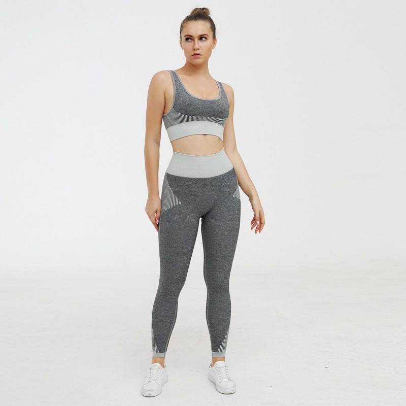 Seamless Knitted Fitness Wear Women's Moisture Wicking Yoga Suit
