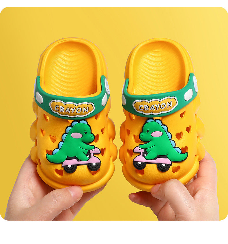Children's Hole Shoes Xia Xiaotong Indoor Anti-Slip Baotou Sandals Men And Women Toddlers Baby Cartoon Cute Dinosaur Slippers