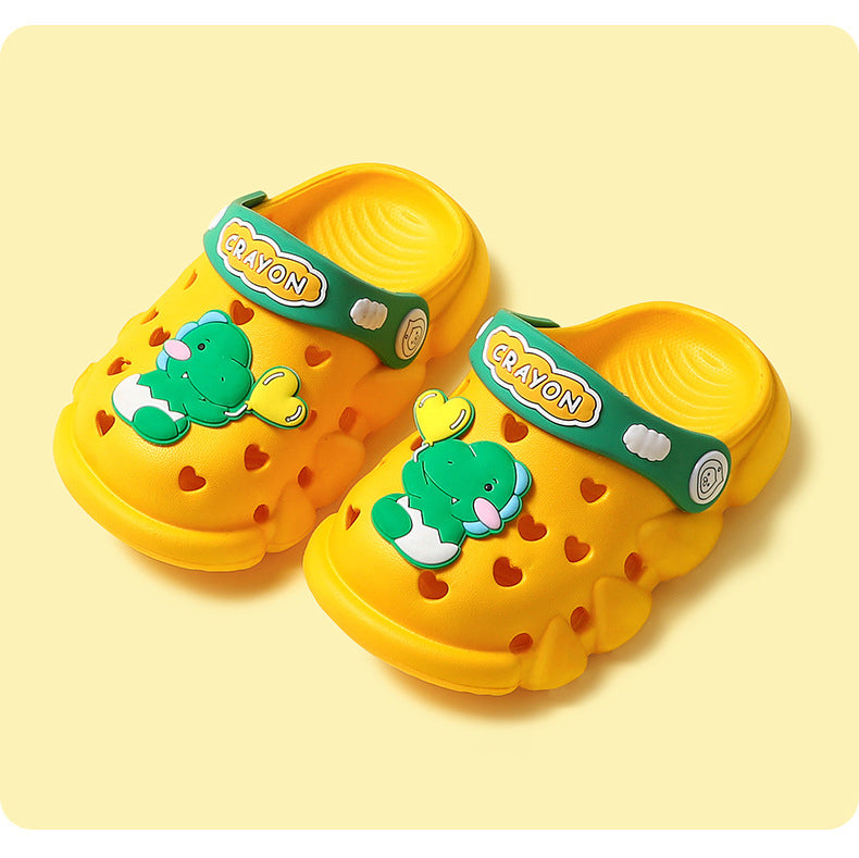 Children's Hole Shoes Xia Xiaotong Indoor Anti-Slip Baotou Sandals Men And Women Toddlers Baby Cartoon Cute Dinosaur Slippers