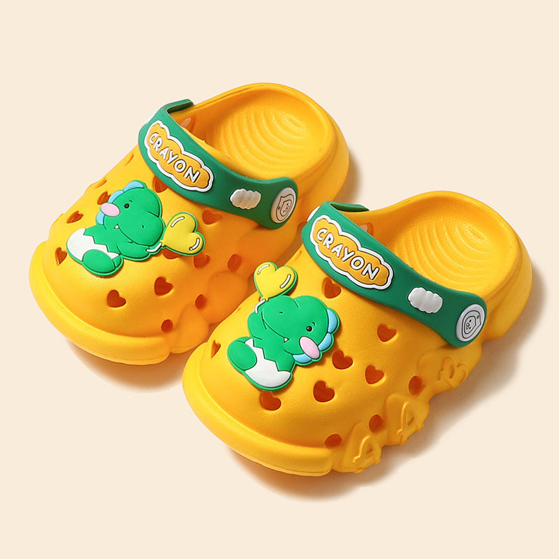 Children's Hole Shoes Xia Xiaotong Indoor Anti-Slip Baotou Sandals Men And Women Toddlers Baby Cartoon Cute Dinosaur Slippers