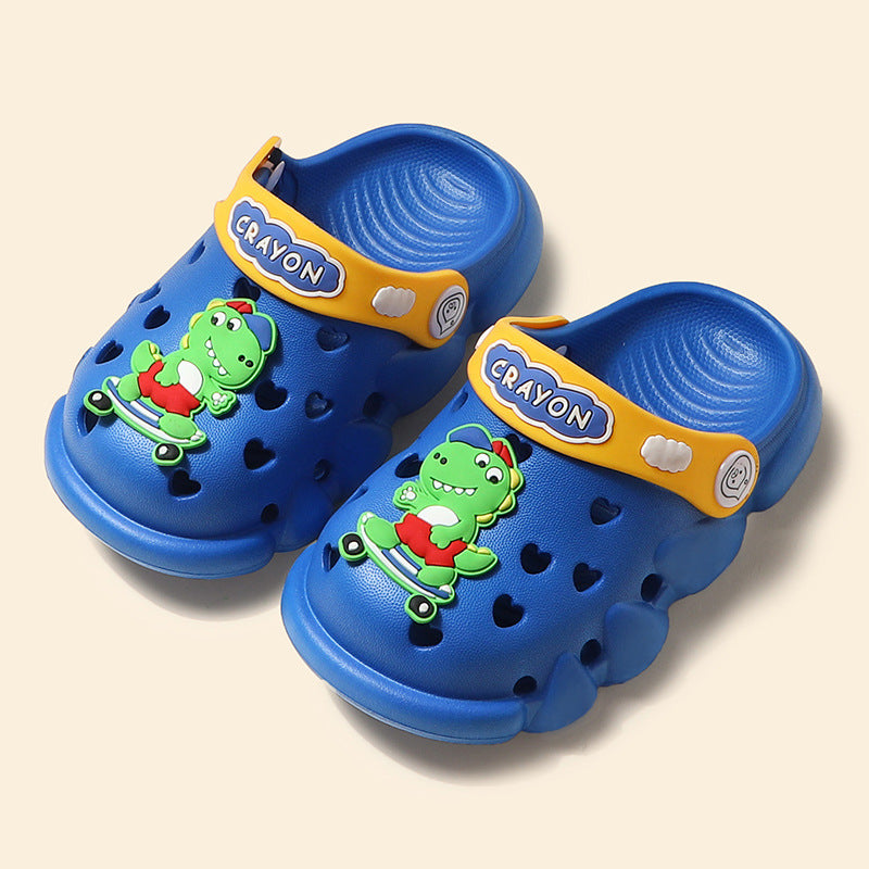 Children's Hole Shoes Xia Xiaotong Indoor Anti-Slip Baotou Sandals Men And Women Toddlers Baby Cartoon Cute Dinosaur Slippers