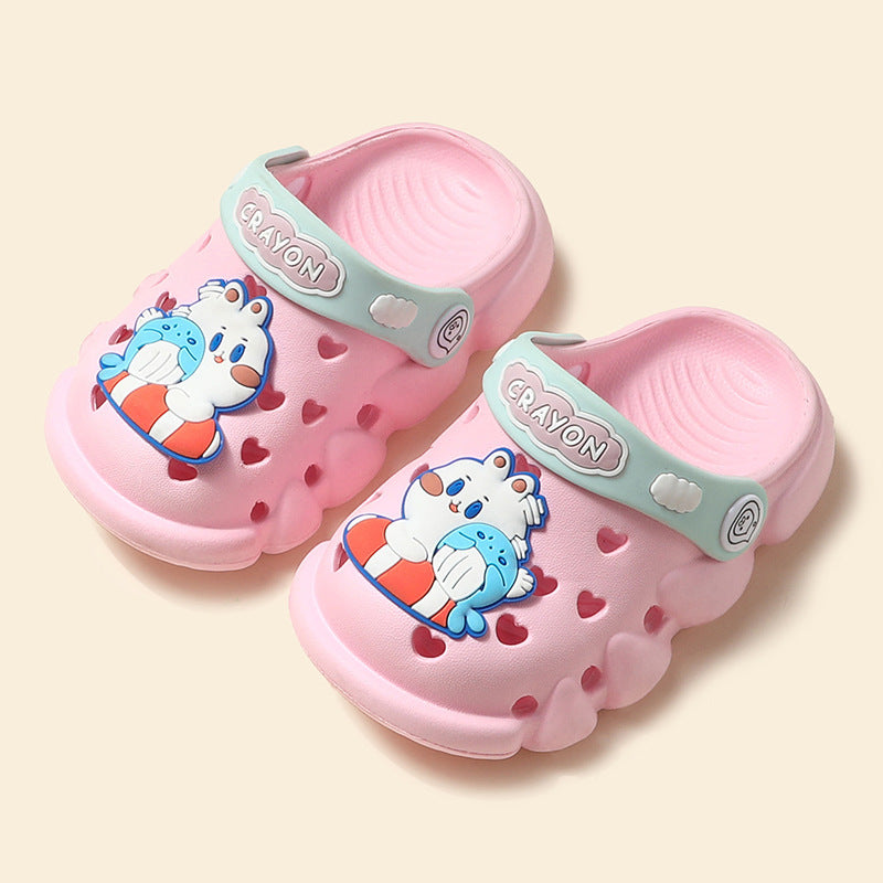 Children's Hole Shoes Xia Xiaotong Indoor Anti-Slip Baotou Sandals Men And Women Toddlers Baby Cartoon Cute Dinosaur Slippers