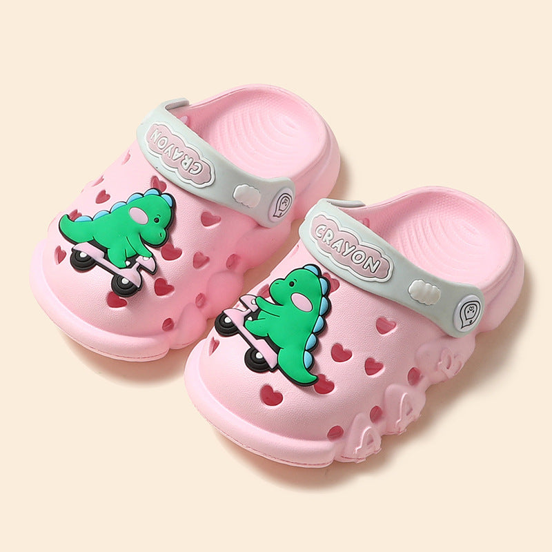 Children's Hole Shoes Xia Xiaotong Indoor Anti-Slip Baotou Sandals Men And Women Toddlers Baby Cartoon Cute Dinosaur Slippers