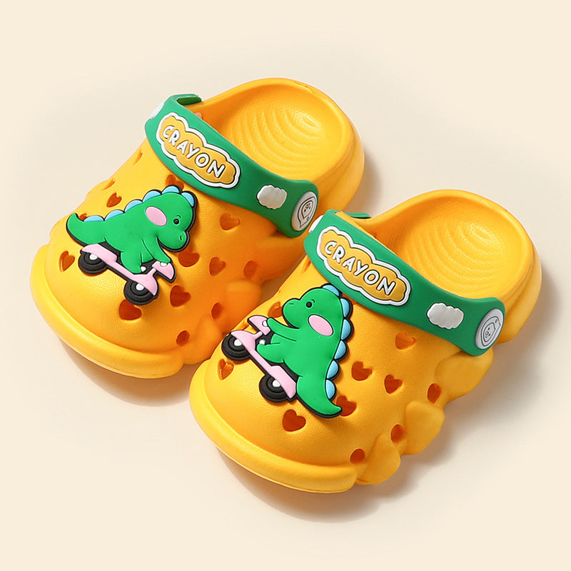 Children's Hole Shoes Xia Xiaotong Indoor Anti-Slip Baotou Sandals Men And Women Toddlers Baby Cartoon Cute Dinosaur Slippers