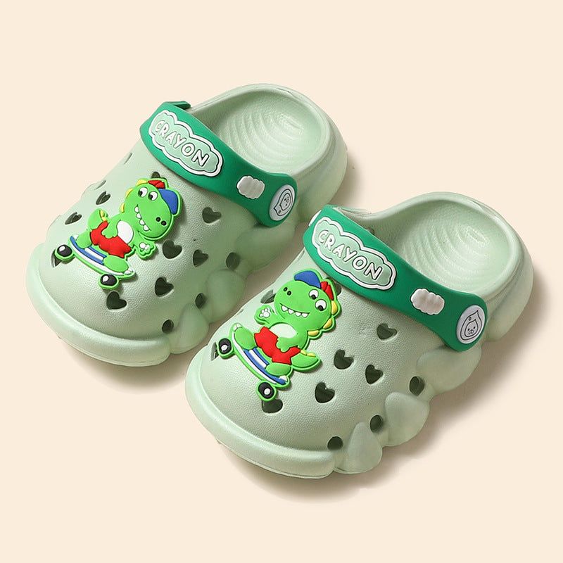 Children's Hole Shoes Xia Xiaotong Indoor Anti-Slip Baotou Sandals Men And Women Toddlers Baby Cartoon Cute Dinosaur Slippers
