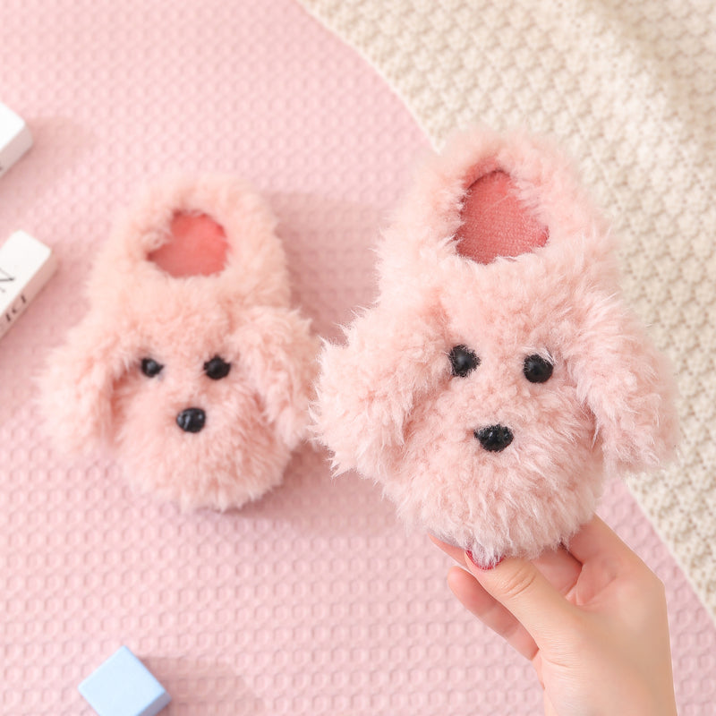 Children'S Cotton Slippers Girls' Indoor Home Shoes Cute Teddy Dog Fur Slippers Children'S Baby Slippers