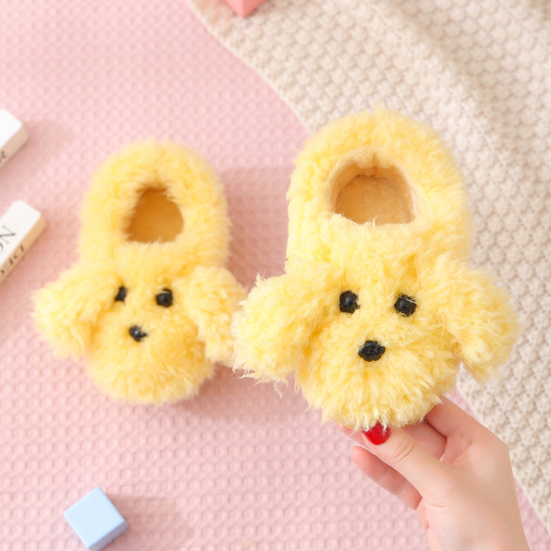 Children'S Cotton Slippers Girls' Indoor Home Shoes Cute Teddy Dog Fur Slippers Children'S Baby Slippers