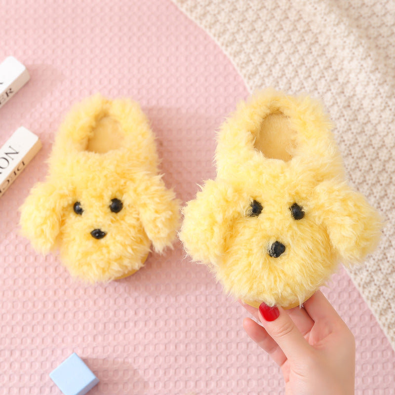 Children'S Cotton Slippers Girls' Indoor Home Shoes Cute Teddy Dog Fur Slippers Children'S Baby Slippers