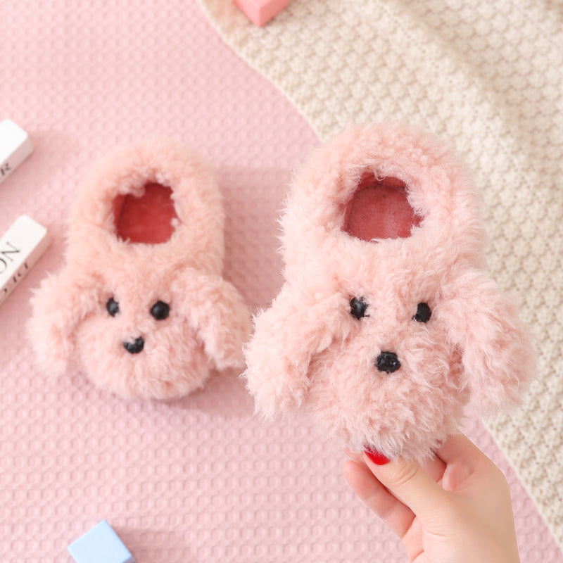 Children'S Cotton Slippers Girls' Indoor Home Shoes Cute Teddy Dog Fur Slippers Children'S Baby Slippers