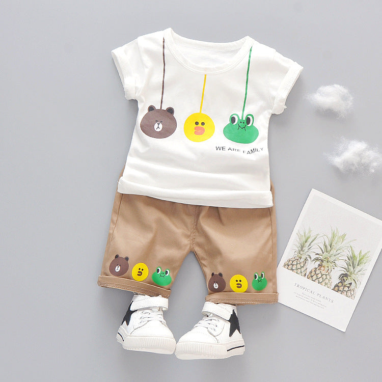 Korean Version Of The Bear Eating Watermelon Cute Cartoon Cotton Suit Children'S Clothes Trendy One Generation