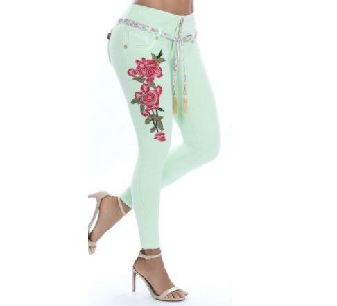 Lace-Up Embroidered Skinny Stretch Jeans
