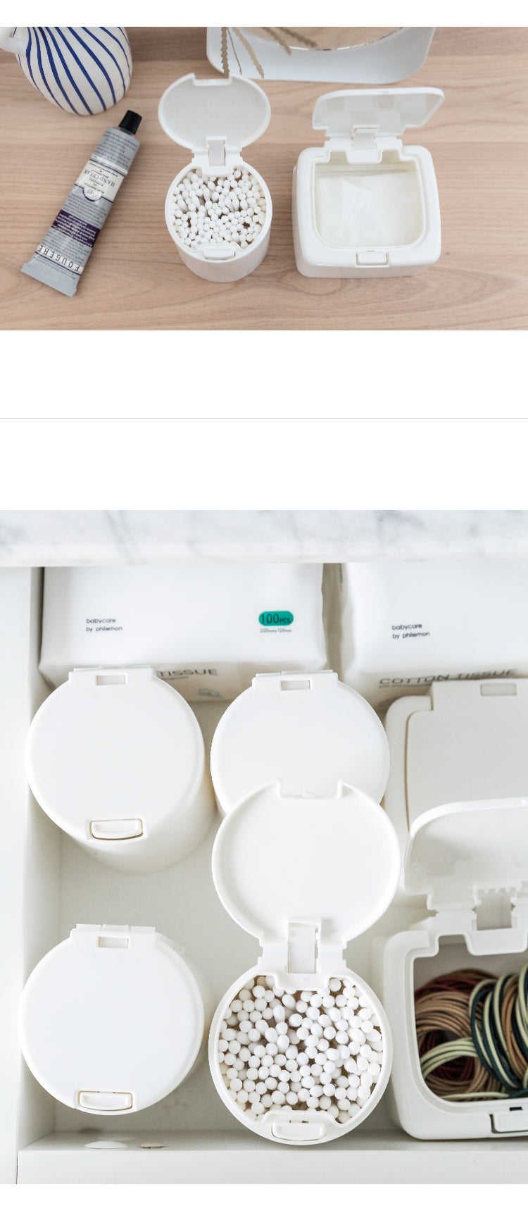 Push-Button Storage Box Desktop Drawer Debris Makeup Remover Cotton Swab Cotton Swab Organize Storage Box