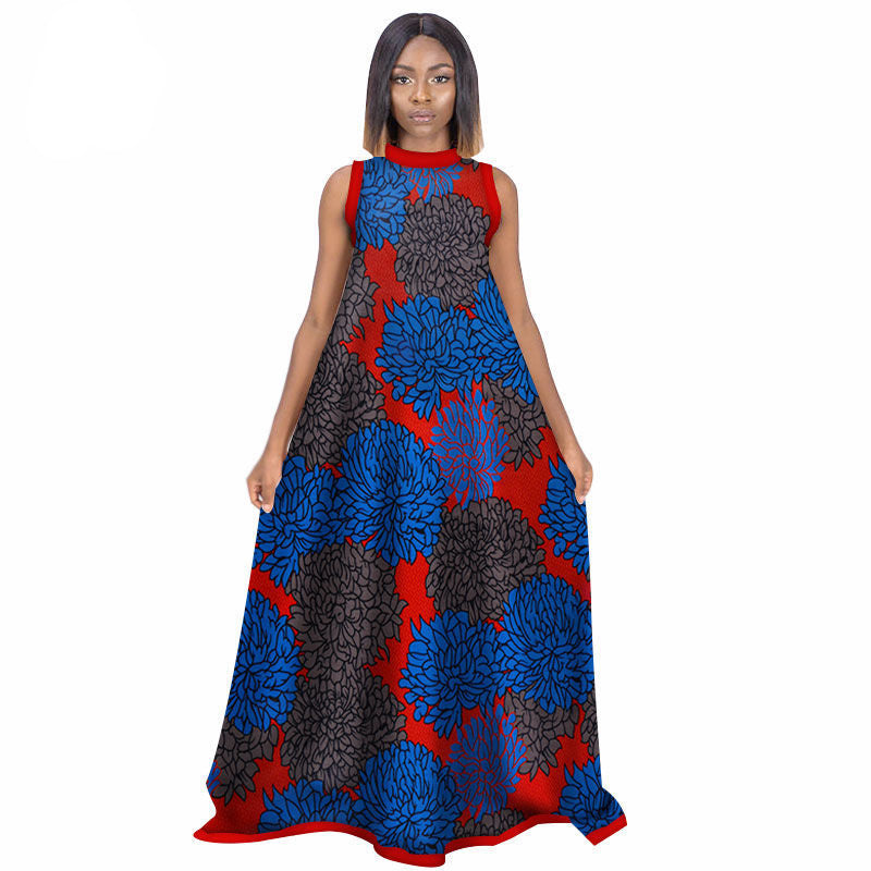 African Women'S Summer Sleeveless Dress Cotton Customized Large Size Printed Long Skirt