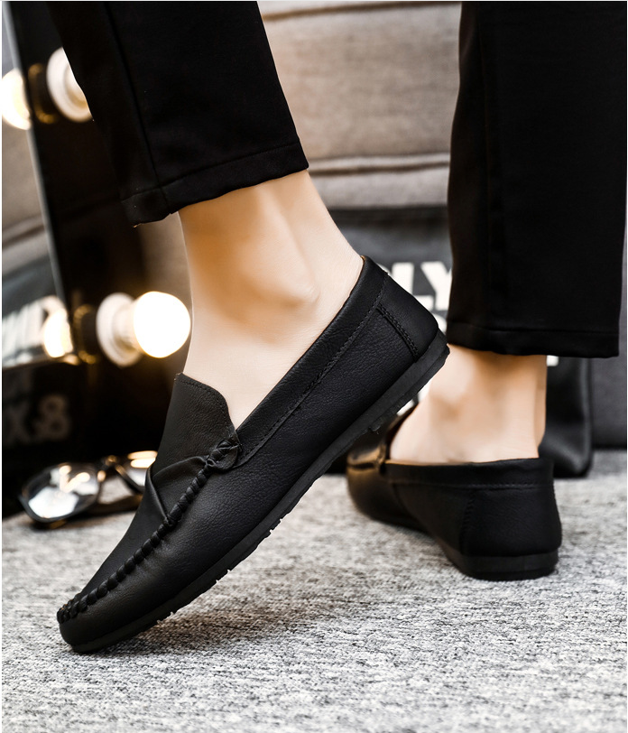 Spring Men's Peas Shoes Men's Leather Shoes Casual Trend Korean Version Of British Shoes