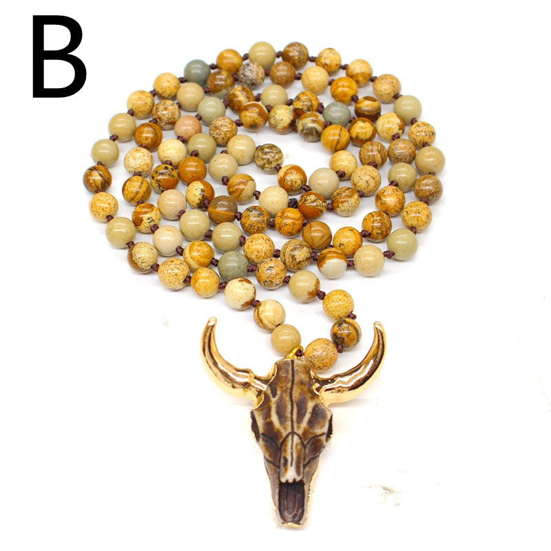 Picture Stone Lava Stone Beads Stone Beads Wear Bead Necklace