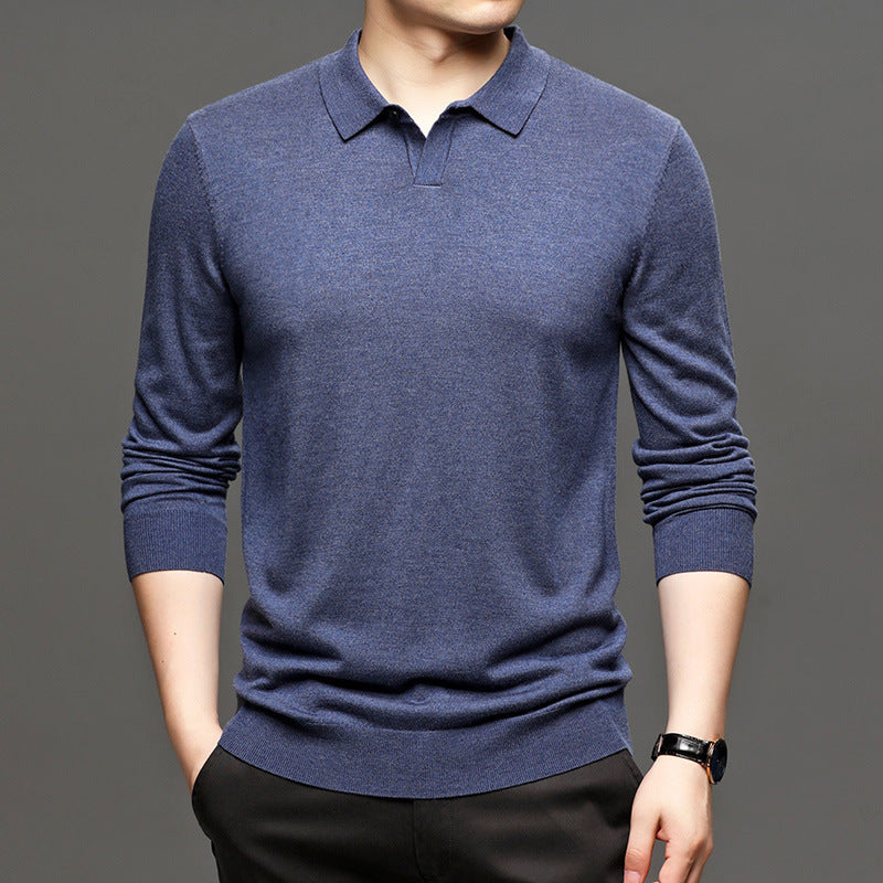 Spring And Autumn New Men's Loose Wool Knitted Bottoming Shirt