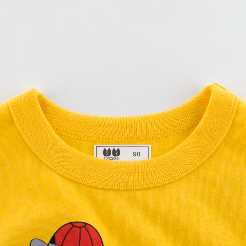 Brand children's clothing wholesale factory direct 2021 summer children's short-sleeved T-shirt baby clothes dinosaur pattern