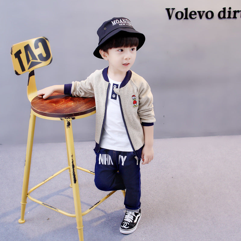 Children's three piece spring and autumn clothes