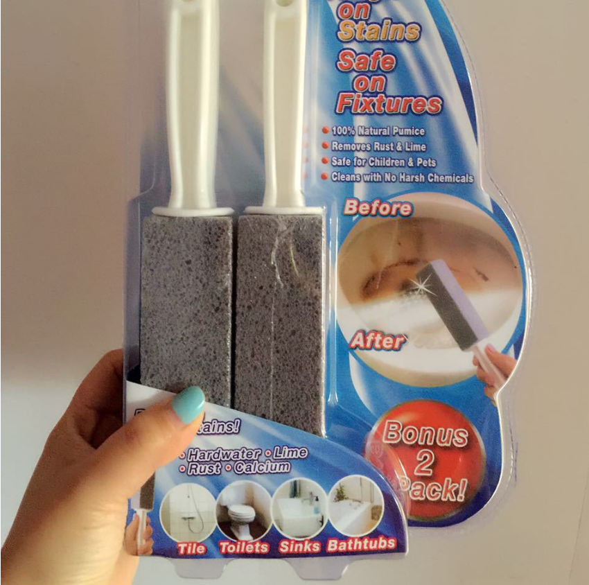 Portable Pumice Stone Water Toilet Bowl Cleaner Brush Wand Tile Sinks Bathtubs 360 Degrees Cleaning Tool
