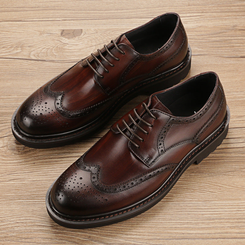 Leather Round Toe Men's Big Toe Shoes For Young And Middle-Aged