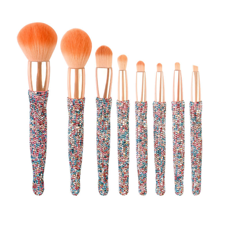 8 Barreled Diamond Makeup Brush Set With Rhinestone Eyeshadow Brush Loose Powder Brush