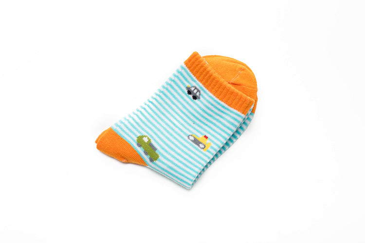 Striped Car Printing Children's Socks