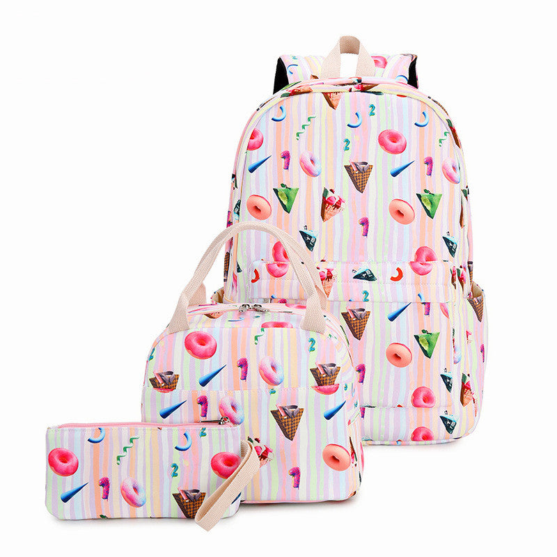 Three - piece backpack girl rainbow