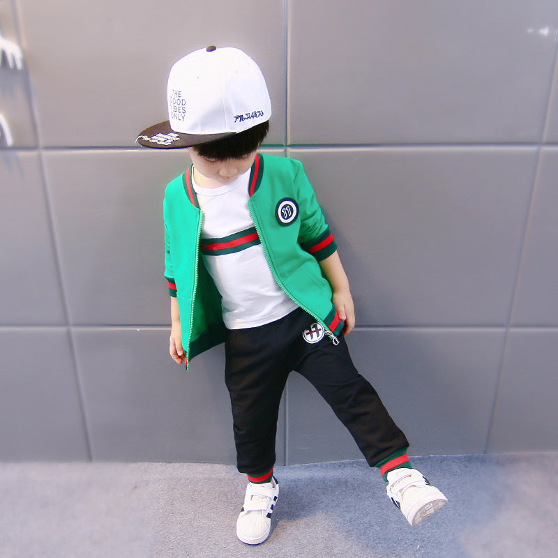Children's three piece spring and autumn clothes