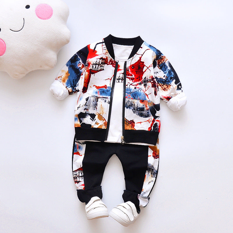 Children's three piece spring and autumn clothes