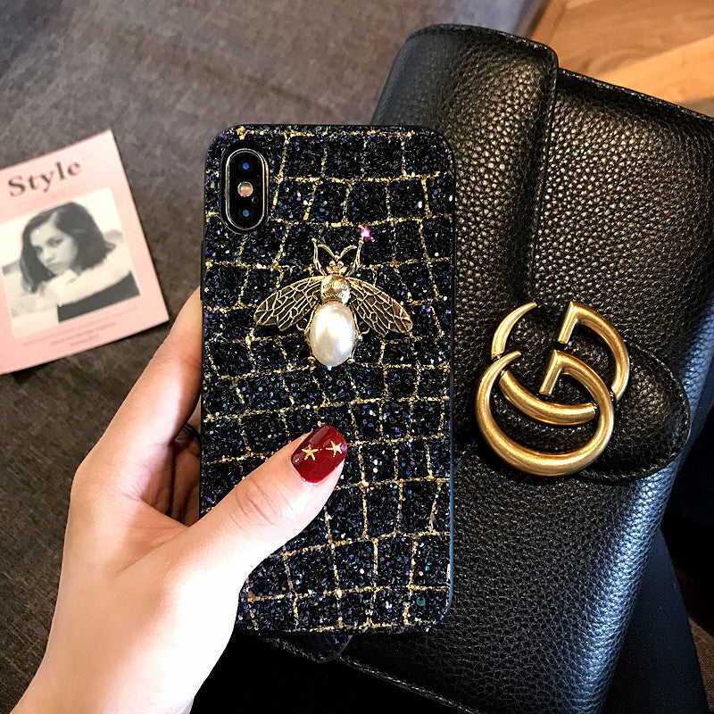 Applicable mobile phone case glitter bee 12 net red